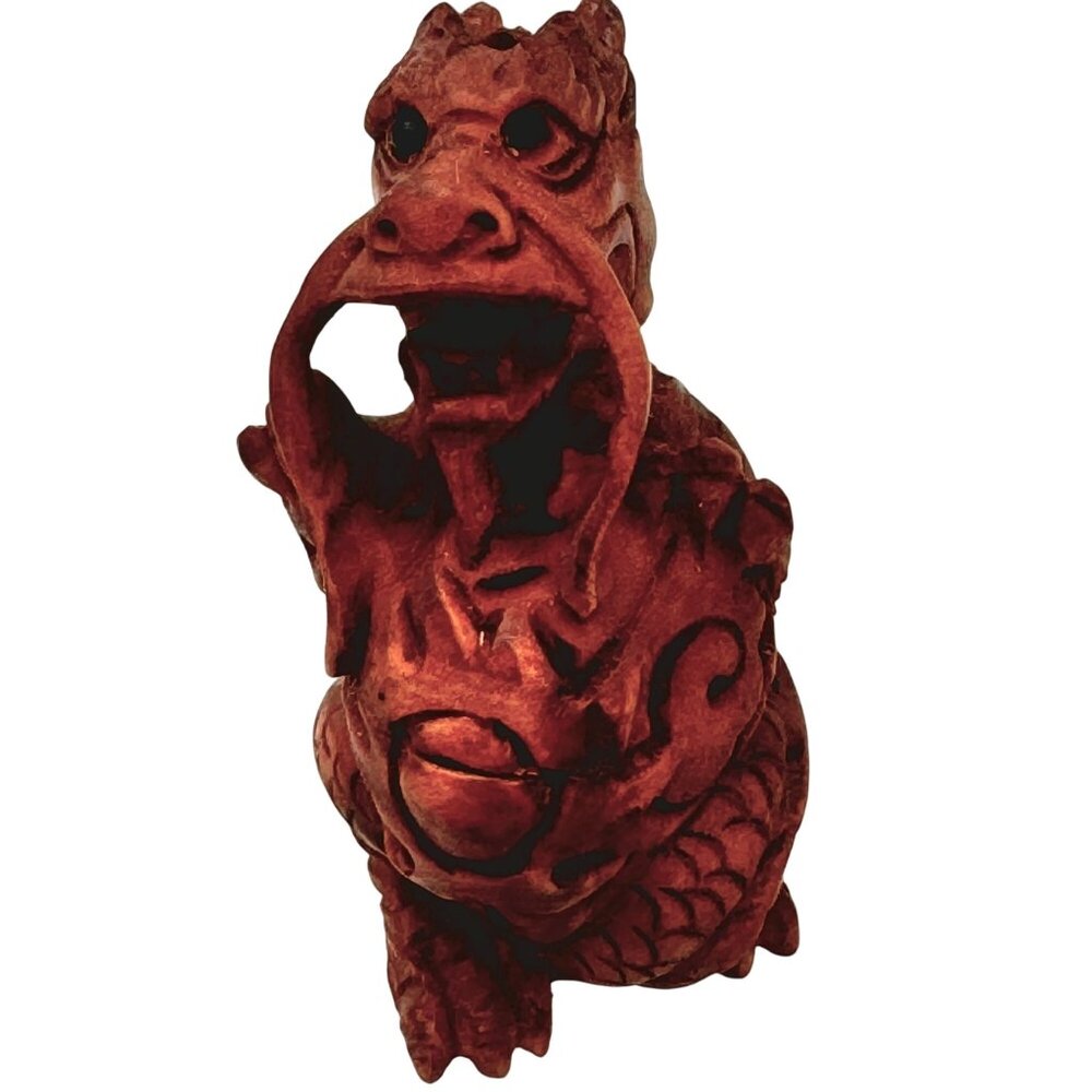 Dragon Ojime Bead Netsuke Hand-Carved Boxwood Figurine